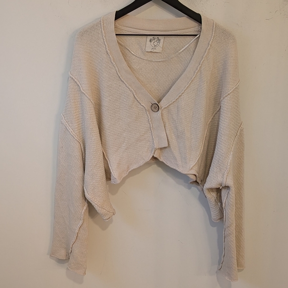 Free People We the Free Tera Card Lightweight Oversized Cardigan Large Shell - Picture 2 of 8